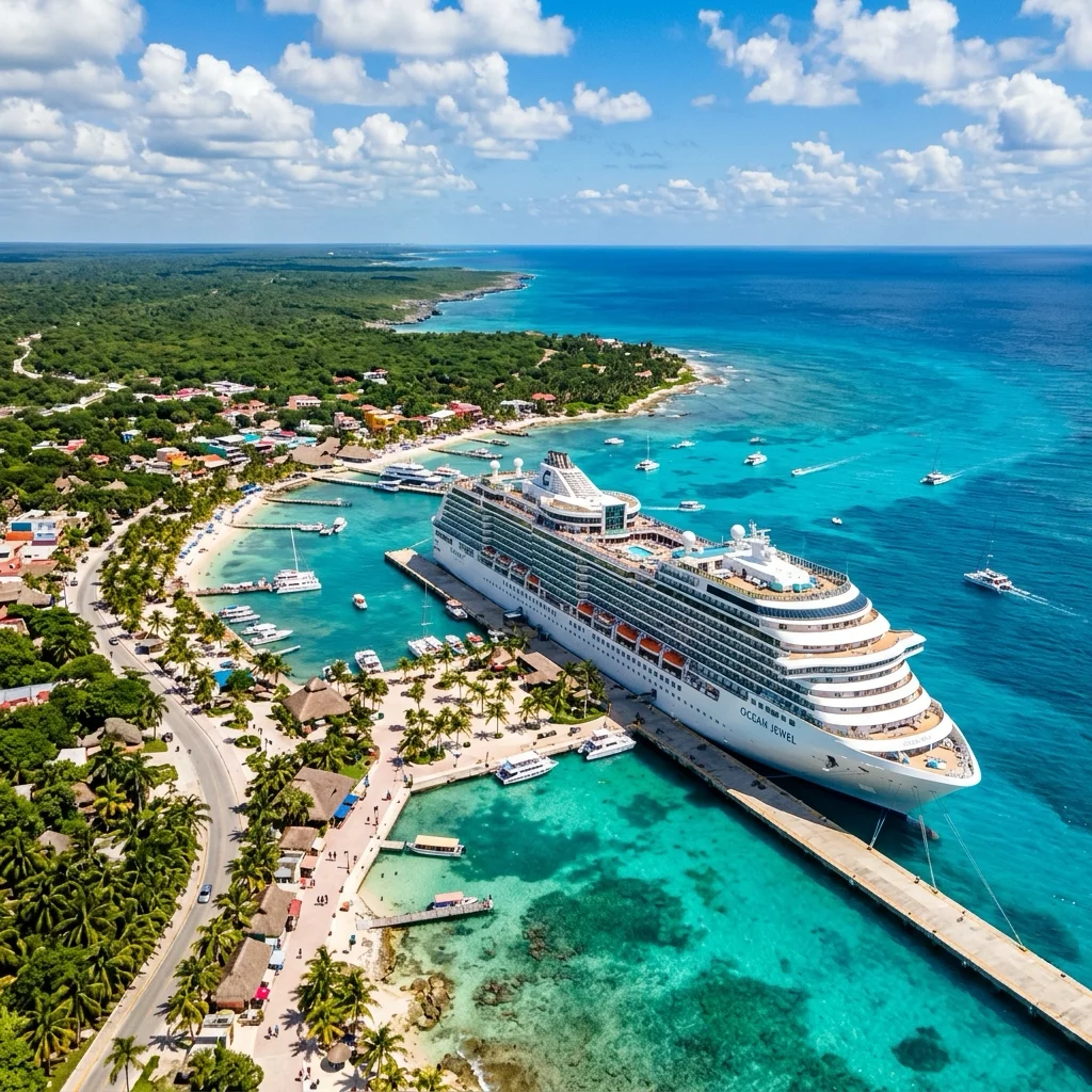 Crucero de lujo en puerto tropical mexicano — cruceros desde México todo incluido