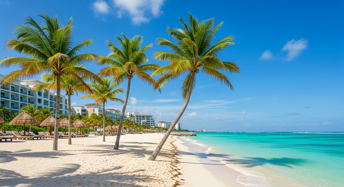 Playa paradisiaca en Cancun, destino de paquetes de viaje desde Colima