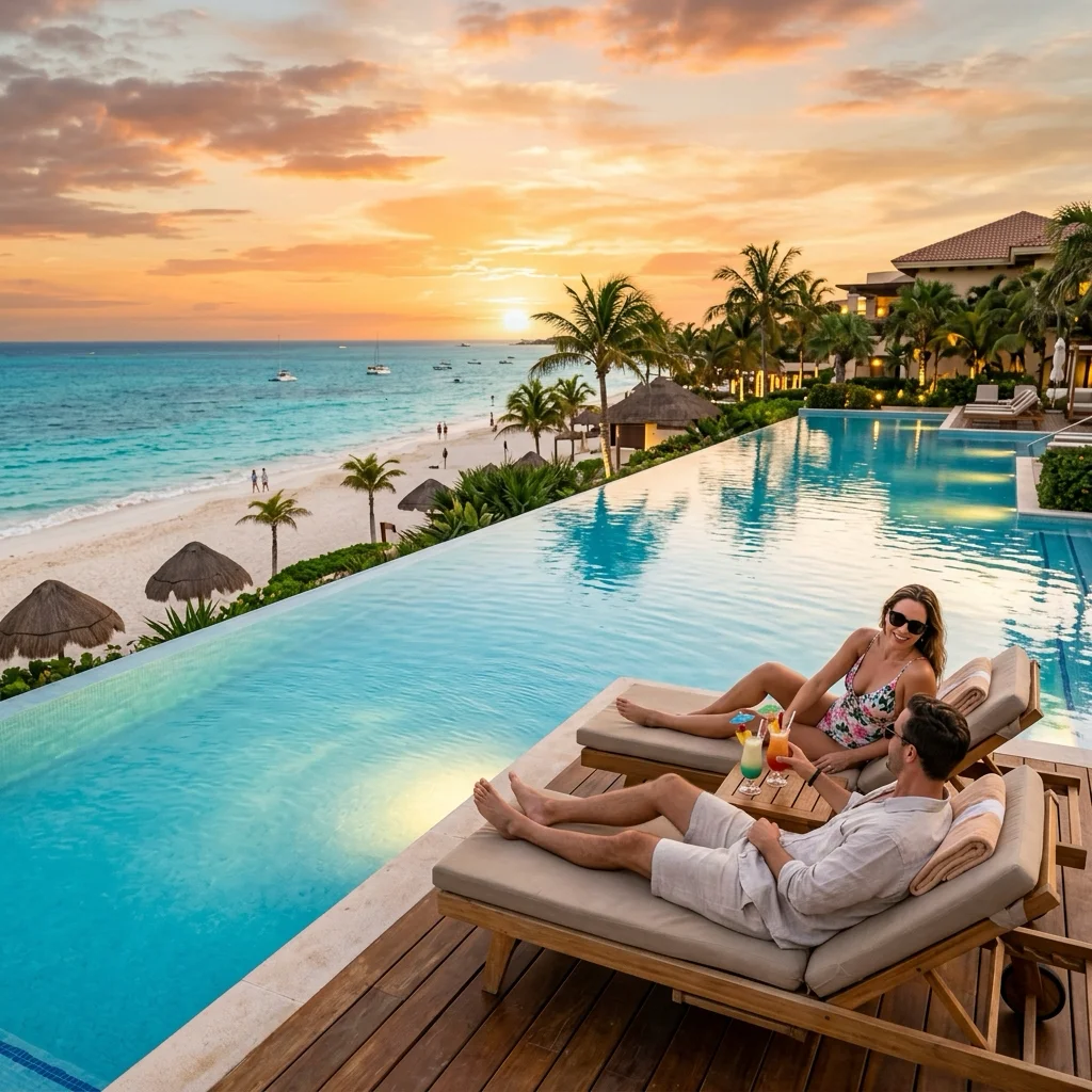 Resort todo incluido de lujo con piscina infinity y playa — paquetes de viajes todo incluido