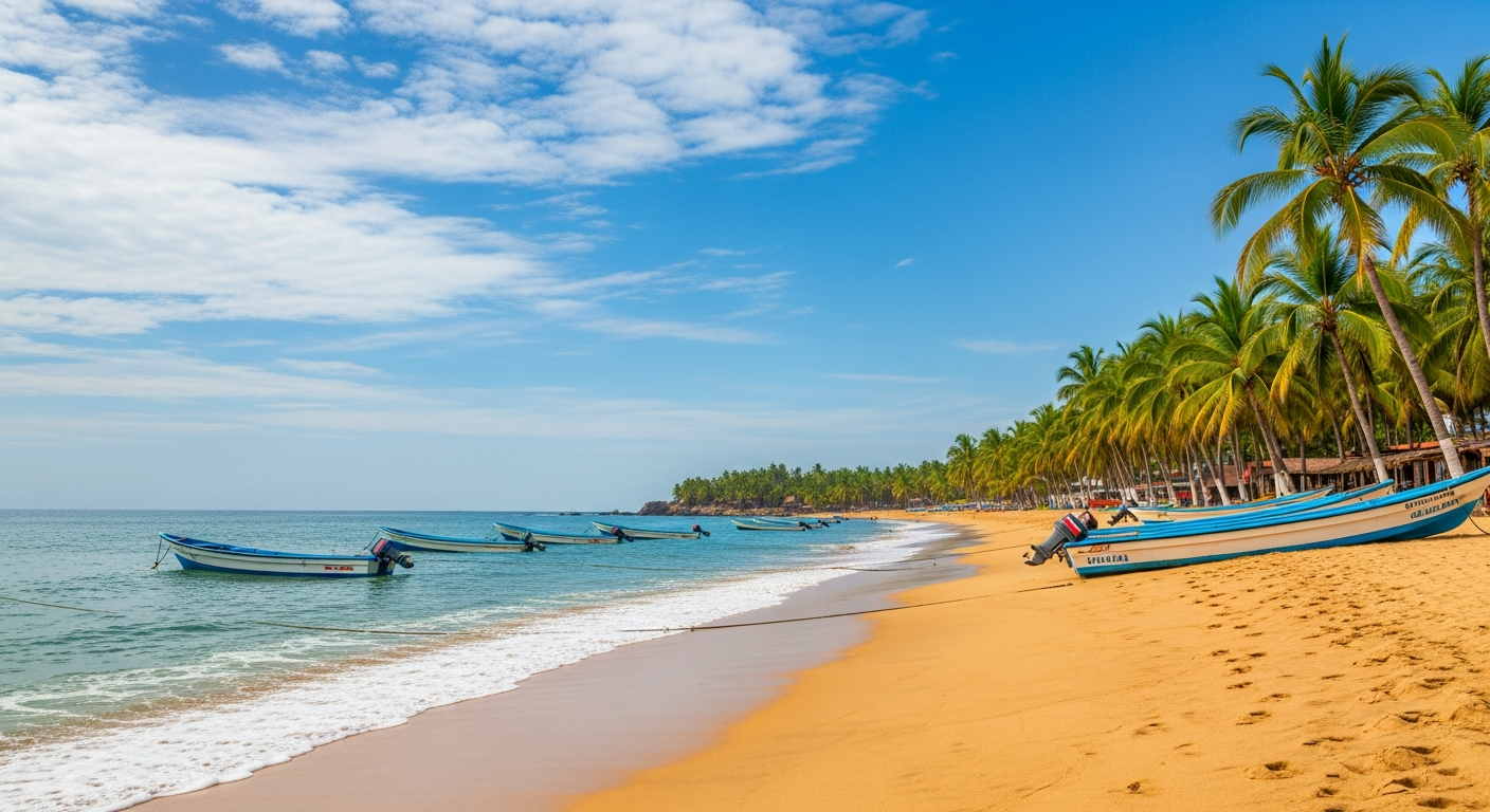 Playa tropical del Pacifico mexicano con arena dorada y olas