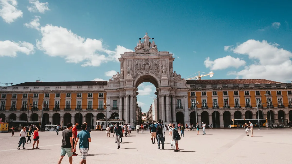 Praca do Comercio in Lisbon Portugal for a trip from Mexico